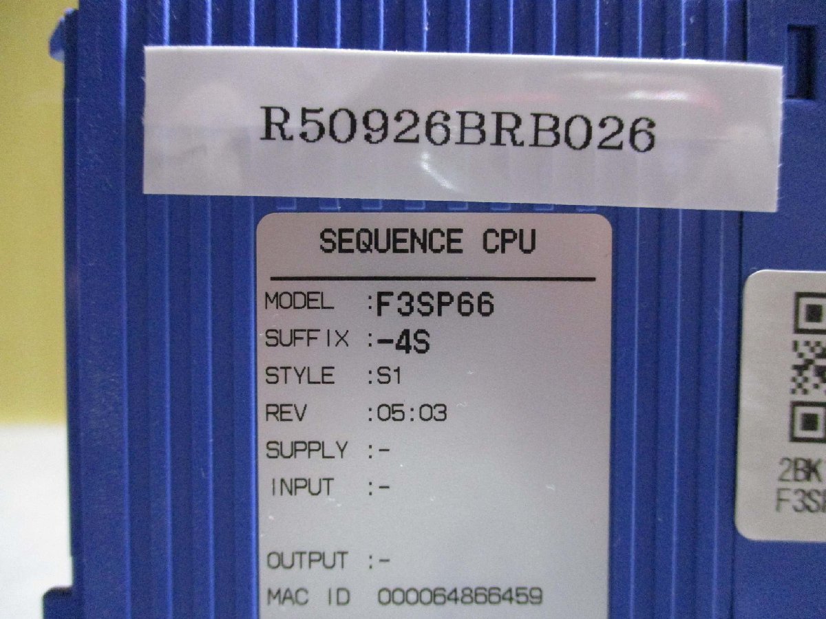 中古 YOKOGAWA SEQUENCE CPU F3SP66-4S CPUモジュール 中古 YOKOGAWA SEQUENCE CPU F3SP66-4S CPUモジュール