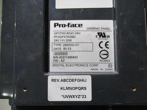 中古 Pro-face GP37W2-BG41-24V プログラマブル表示器 通電OK(DBFR40809B003)