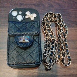 d24 財布型ケース iPhone 13対応 かわいい軽量高級バッグデザイン 財布フリップカードポーチカバー ショルダーストラップ付き 