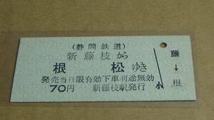 静岡鉄道【駿遠線】B型乗車券　新藤枝から根松ゆき　70円