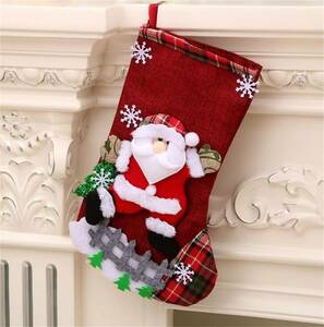 クリスマス 靴下 クリスマスブーツ ギフトバッグ プレゼント お菓子入れ クリスマスツリー 壁掛け 玄関飾り 装飾 オーナメント(サンタ）