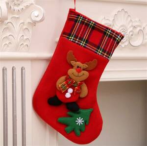 クリスマス 飾り 靴下 クリスマスツリー 靴下 クデコレーション パーティー 装飾 誕生日 プレゼント袋 オーナーメント(トナカイ）