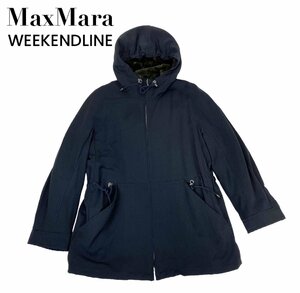 中古 マックスマーラ ウィークエンド Max Mara WEEKENDLINE ボアコート フーディ ネイビー×ブラウン レディース サイズ40