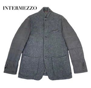 中古 インターメッツォ INTERMEZZO ニットジャケット 中綿入り グレー メンズ LLサイズ