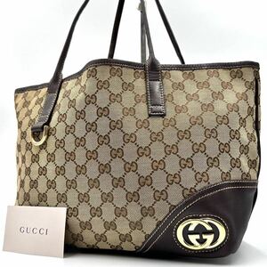 893【最高峰】GUCCI グッチ トートバッグ ビジネス 肩掛け ニューブリット GG インターロッキング アビー A4可能 通勤 キャンバス レザー