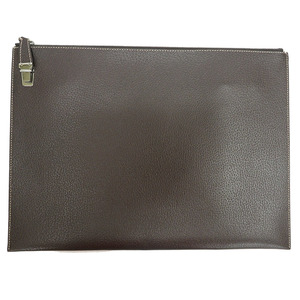 Prada кожаная сумка сцепления вторая сумка Va0004 Brown Document Case Case Case Men A4 Prada Используется