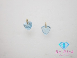 K18 YG color stone attaching design stud earrings 18 gold 750 gem jewelry accessory [ used ]th9373