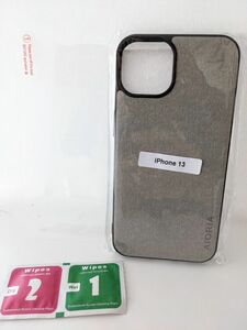 最終値下げ！最新モデル！iPhone14ケース　グレー(13も対応)　保護ガラス+398円