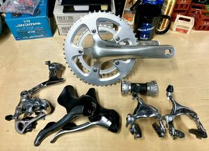 中古 SHIMANO 105 (5600系) + ULTEGRA (6600系) 2 × 10速 コンポセット STI新品ブラケットカバー交換済 清掃済 動作確認済 シマノ ロード