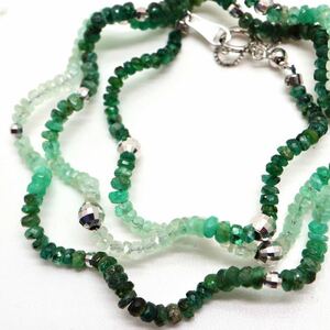 《K18WG 天然エメラルドネックレス》 N 7.3g 44.5cm emerald necklace silver ジュエリー DH0/EA3