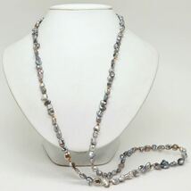 《K18南洋黒蝶真珠ケシパールロングネックレス》N 41.4g 95cm 真珠 pearl necklace ジュエリー jewelry DB0/DE0_画像3