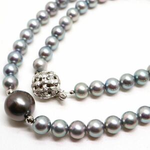  《南洋黒蝶真珠&アコヤ本真珠ネックレス》N 6.0-6.5mm珠 26.2g 44cm pearl necklace ジュエリー jewelry DA0/DA0