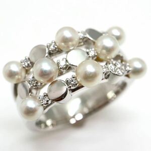 TASAKI(田崎真珠)《Pt900天然ダイヤモンド/アコヤ本真珠ベビーパールリング》N 12.1g 12.5号　0.13ct diamond ring pearl EF0/EF3