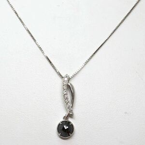 《K18WG天然ダイヤモンド付き天然ブラックダイヤモンド ネックレス》D 0.70ct 0.15ct 3.5g 44.5cm black diamond jewelry necklace EB8/EB9
