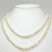 良質!!《アコヤ本真珠ロングネックレス》N ◎6.5-7.0mm珠 59.2g 93.5cm pearl necklace jewelry ジュエリー EA0/EC0_画像5