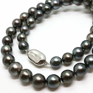  《南洋黒蝶真珠ネックレス》D 8.0-8.5mm珠 46.5g 42.5cm pearl necklace ジュエリー jewelry DH0/ED0