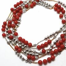 《K18WG/K18天然本珊瑚ネックレス》D 27.1g 68.5cm 4.0mm珠 コーラルcoral さんご necklace ジュエリー jewelry FA6/FA7_画像4