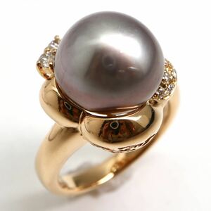 TASAKI(田崎真珠)《K18 天然ダイヤモンド/南洋本真珠リング》D 7.7g 11号 0.13ct diamond ring 指輪 jewelry ED4/EE0