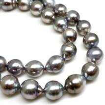 ◆南洋黒蝶真珠ネックレス◆D 59.6g 48.0cm 9.5-11.0mm珠 パール pearl necklace jewelry DB0/DH0_画像4