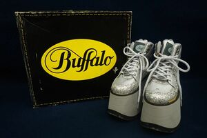 ▲靴14 Buffalo バッファロー 厚底スニーカー(23.5cm)▲箱付/キラキラ/グリッター/スパンコール/シルバー/SIZE37/スペイン製/原宿/消費税0