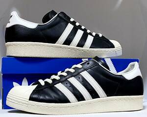 美品!!2019製 adidas SUPER STAR 80S 28cm アディダス G61069★黒BLACKスーパースターWHITE天然皮革/白stan/smithスタンスミスsambaサンバ