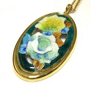 【京七宝】伝統工芸品 ペンダント ネックレス 花 アクセサリー ゴールド 金 木箱付き 11.3g