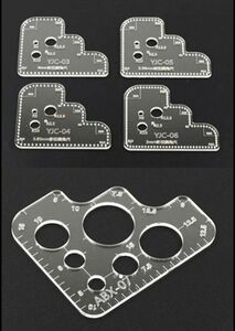 レザークラフト用 R 切り出し 定規5個セット