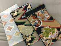 ★Ｍ―００１★帯大量セット　着物帯 袋帯22点まとめて 西陣 正絹 刺繍 反物 等 アンティーク着物 練習用 や リメイク材料にも[140]_画像7