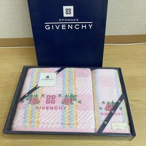 GIVENCHY　ジバンシィ バスタオル　フェイスタオル 　花柄　刺繍　ピンク　no.109