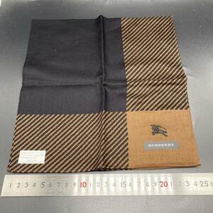 BURBERRY バーバリー ハンカチ 　ブラウン　ブラック　ホースマーク刺　no.30