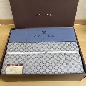 CELINE セリーヌ 合繊肌掛けふとん 140×190　綿100％　ブルー　マカダム　刺繍　no.119