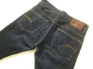 G-STAR RAW 3301 TAPERED ☆W34/ウエスト約90cm ☆ 濃紺 ボタンフライ デニム パンツ ジーンズ ジーパン ジースターロウ