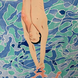 【額入りポスター】デイヴィッド・ホックニー 1972 ミュンヘン・オリンピック プール David Hockney＜64cm×101cm＞☆