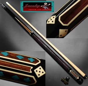 ★Jacoby custom cue★Gambler★ ジャコビー リザード本革 14山 ジョイントプロテクター付属