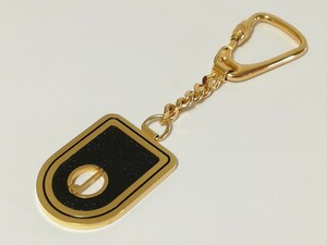  beautiful goods dunhill Dunhill charm key holder Logo black Gold leather 