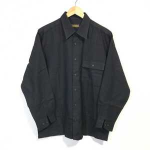H1157dL 日本製《ARAMIS アラミス》サイズL 長袖シャツ オーバーサイズ ブラック 黒 ロゴ刺繍 毛100% SHIRT 上質 メンズ 