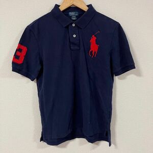 H5612Nf POLO RALPH LAUREN ポロラルフローレン サイズL 半袖ポロシャツ 半袖シャツ ネイビー メンズ ビッグポニー ロゴ刺繍 古着 