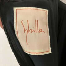 H5853NL 日本製 Sybilla シビラ サイズM タイトスカート ひざ丈 ベロアパイピング リボン 異素材 ブラック 黒 レディース きれいめ お洒落_画像7