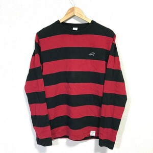 H5959dL TOMMY トミー サイズM 長袖Tシャツ ロンT ボーダー柄 レッド×ブラック コットンTシャツ 綿100% メンズ トミーヒルフィガー 