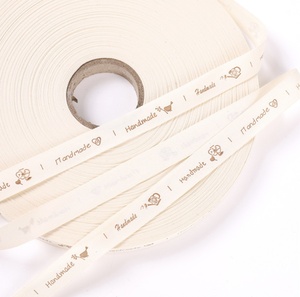 綿テープ　スタンプ　タグ　リボン　幅1.5cx10m巻 　 DIY　手芸材料　生成りN0.11