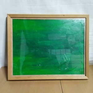 [作者不明]／額装　緑　F6　油絵　アート　ディスプレイ　装飾　インテリア
