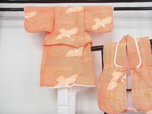 平和屋2■七五三　女の子　3歳　祝着　被布セット　飛鶴文　洗える着物　wb6259