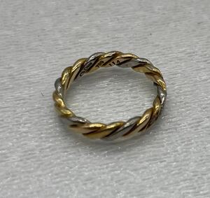 k3 必見! Christian Dior クリスチャンディオール K18 750 ゴールド ツイスト リング 指輪 ダイヤ付き サイズ約10号 重さ3.8g 中古品
