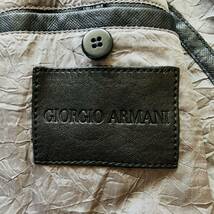 ジョルジオアルマーニ 『最高級の革タグ！至高の逸品』 GIORGIO ARMANI ライダースジャケット ラムレザー 羊革 ネイビー 50 Lサイズ_画像8