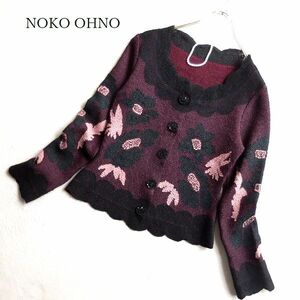 3点送料無料☆ NOKO OHNO ノコオーノ 素敵　華やか　シャギープリーツ　ジャケット　花柄　ビーズ刺繍　40