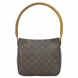 本物 ルイヴィトン LOUIS VUITTON LV ルーピング MM モノグラム ショルダーバッグ ハンドバッグ ブラウン M51146