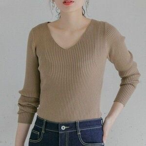 アーバンリサーチsonnylabel サニーレーベル シルク混vネックリブニット 長袖