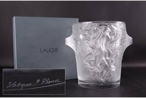 [URA]ラリック(LALIQUE)/美人草図彫ガニメッドワインクーラー/クリスタルガラス/定価45万円/7-11-82　(検索)骨董/硝子/花瓶/花器