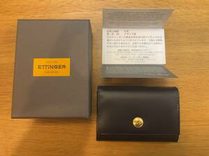 【美品 定価39,600円】エッテインガー 小銭入れ ETTINGER COIN PURSE 牛革(ブライドルレザー) 紺×黄