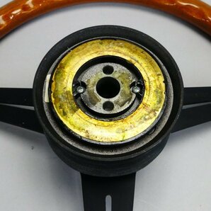 r226 ナルディ クラシック ウッド ステアリング 3スポーク 直径約36.5cm ホーンボタン付き ハンドル 旧車 当時物の画像10